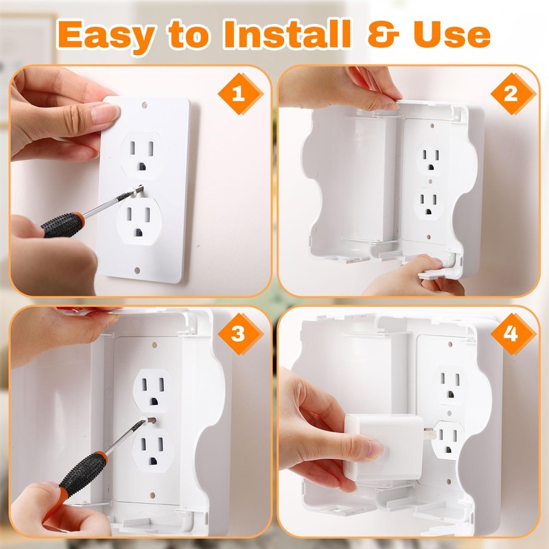 Tellegloww 4 Pack Safety Outlet Cover Box Wall Outlet Cover