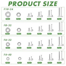 700Pcs Nuts and Bolts Assortment Kit - #4-40#6-32#8-32#10-24 Phillips Pan Head Machine Screw Assortment Kit Stainless Steel Bolts, Nuts and Flat Washers with Case for Repair and DIY Projects