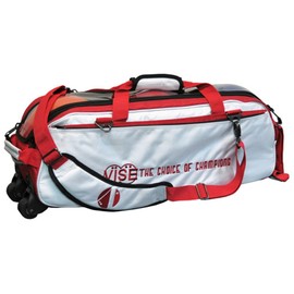 Vise Clear Top 3 Ball Roller Bowling Bag- White/Red