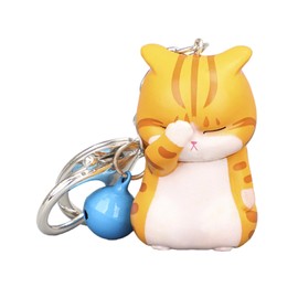 POYAMUSE Lovely Cat Keyring - Cute Cats in Funny Poses Accessory, Cat Key Chain for Kitty Pet Owner Gift, Ginger Cat, Medium