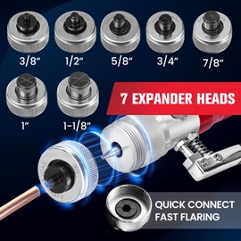 Rogvoc Hydraulic Tube Expander, HVAC Copper Swaging Tool Kit for 3/8 to 1-1/8 Inch OD, 7 Pipe Expander Heads, Pipe Cutter, Deburring Tool for Soft Copper and Aluminum Pipes