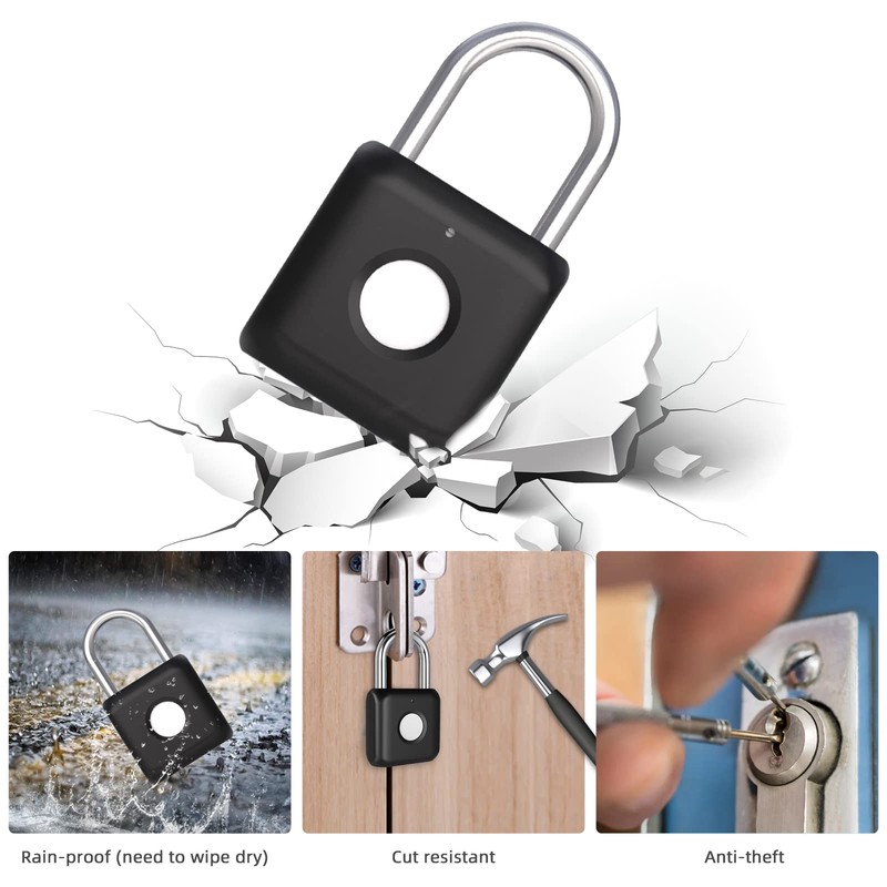 Fingerprint Padlock, Eseesmart Small Combination Padlock, Biometric Keyless Padlock USB