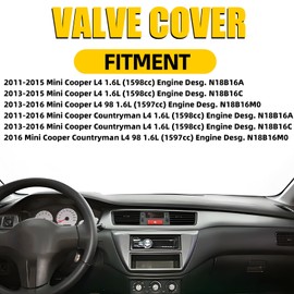 MILIPARTS Aluminum Valve Cover with Gasket, Bolts and Cap Fit for 2011-2016 Mini Cooper S R55 R56 R57 R58 R59 R60 R61 L4 1.6L Red Replace 11127646552 11127603390