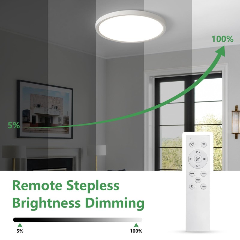 20 Inch Large LED Flush Mount Ceiling Light with Remote,