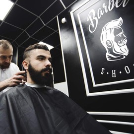 Barber Shop Wall Sticker Art Salon Decor Hair Beauty Sign Pole Man Vinyl Decoration Mural Barbershop Signs face Beard Style Hairdresser Logo Haircut Decal Hairdressing Hairstyle Quote Window White