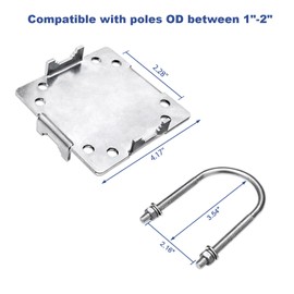 2PCS Antenna Mast Clamp Cross-Over Bracket Kit with U Bolts for 1"-2" OD Poles, Heavy Duty Antenna Pole Mounting Hardware for MINO Yagi TV Antennas, Security Camera, Weather Station