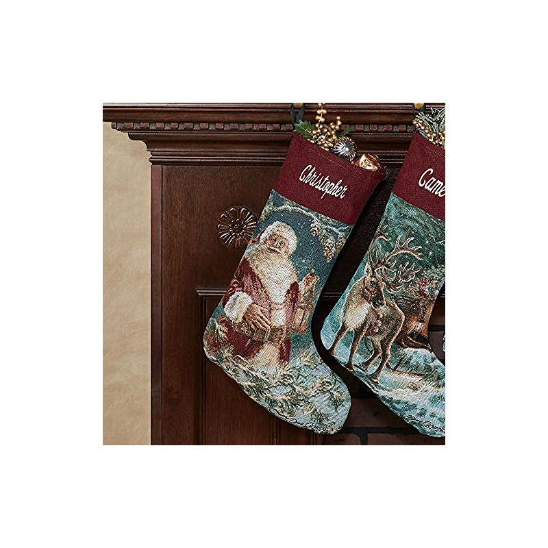 Manual Woodworkers Enchanted Jacquard Woven Tapestry Santa Stocking Santa
