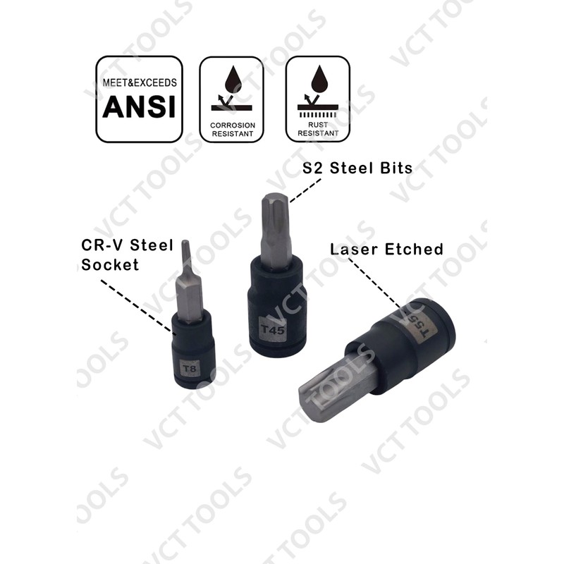 VCT 25PC Impact Torx Bit Socket and Female External Socket