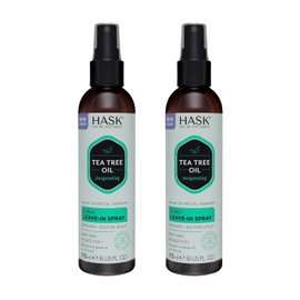 HASK Aceite de árbol de té revitalizante 5 en 1 acondicionador sin enjuague para todo tipo de cabello, seguro para color, sin gluten, sin sulfatos, sin parabenos, juego de 2 piezas de árbol de té