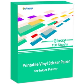 Gwybkq Glossy Printable Vinyl Sticker Paper for Inkjet Printer 150 Sheets 8.5"x11" Adhesive White Labels Decal Papers