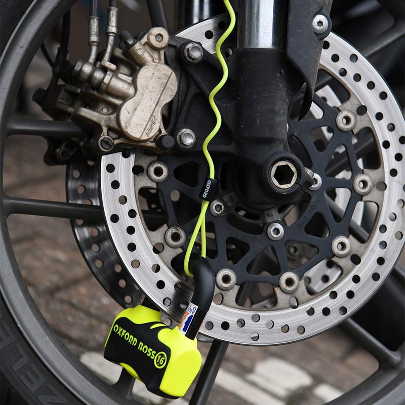 OXFORD OF390 Disc Lock Minder Cable for Motorcycle Scooter Motorbike,Yellow