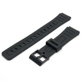 Replacement Watch Strap 18mm Black Resin to fit Casio F91, F105, F94