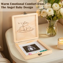 Ceiner Miscarriage Gifts for Mothers, Memorial Box for Pregnancy Loss, Wooden Angel Baby Keepsake with Storage for Photo & Ornament - Comfort Sympathy Bereavement Gift for Parents, Mom and Dad