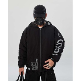 Niepce Inc Japanese Streetwear Men’s Winter Parka Jacket (Black-parka433, Small)