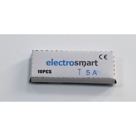 electrosmart Pack of 10 T5A 20mm x 5mm Glass Fuses 250v Slow Blow/Time Delay/Lag