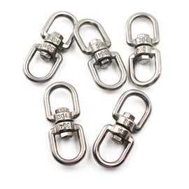 304 Stainless Steel Eye to Eye Swivel Ring,M6 1/4" Key Ring Keychain Connectors for Anchor Chain (5PCS)