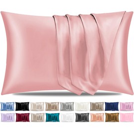 Pamposh Satin Silk Pillowcases for Hair and Skin, Standard Size with Envelope Closure (2 Pillowcases (50x75cm), Coral 2 Pack