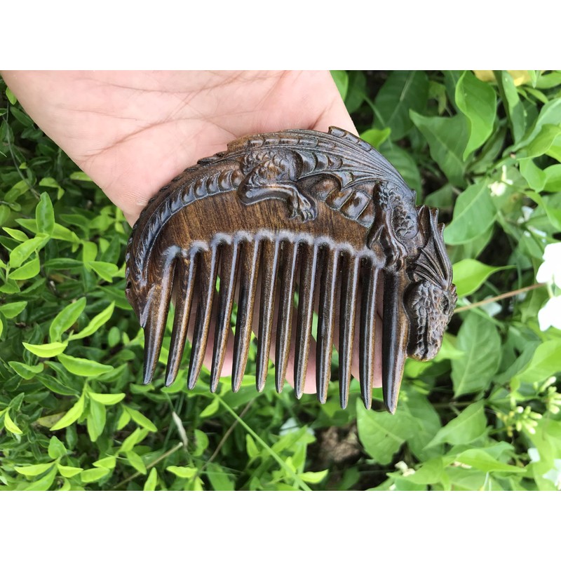 Handicraftviet Hand-Carved Wooden Hair Comb, Wooden Viking Comb for Men's