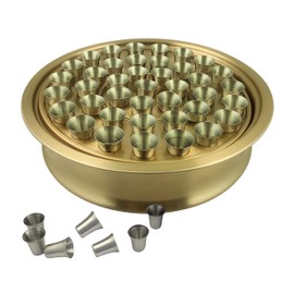 Communion Ware Holy Wine Serving Tray with 40 Cups - Stainless Steel (Matte)