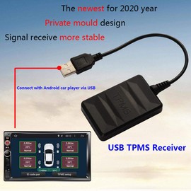 Terisass Tire Pressure Monitor System Car USB TPMS Monitoring Alarm with External Sensor for Android Navigation for All Cars