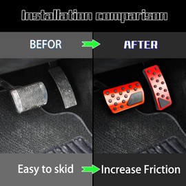 WORCAS No Drilling Aluminum Accelerator Pedal Covers,Anti-Slip Brake Pedal Cover For Dodge 2011-2022 Durango，Compatible with Jeep 2011-2022 Grand Cherokee(Black)