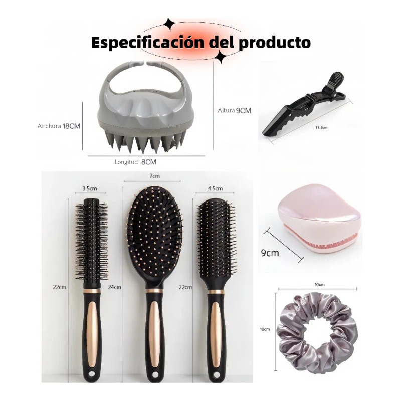 Peine Y Cepillo Para El Cabello Rizado Accesorios Pinza Goma