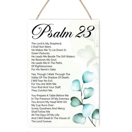 Psalm 23 The Lord is My Shepherd Sign,Bible Verse Inspirational Wall Decor,Green Scripture Wooden Hanging Plaque Sign for Home Office Living Room Bedroom,Motivational Christian Gifts for Prayer