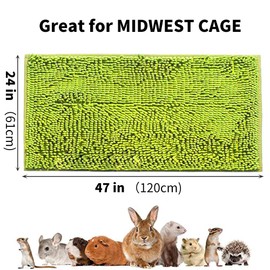 Oncpcare 47x24 Guinea Pig Cage Liner Fleece Bunny Liner Bed House Pad Winter Warm Squirrel Hedgehog Rabbit Chinchilla Bed Mat Hamster Rat Cage Accessories, (Green)