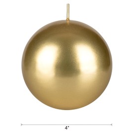 Mega Candles 1 pc Unscented Gold Round Ball Candle, Hand Poured Premium Wax Candles 4 Inch x 4 Inch, Home Décor, Wedding Receptions, Baby Showers, Birthdays, Celebrations, Party Favors & More