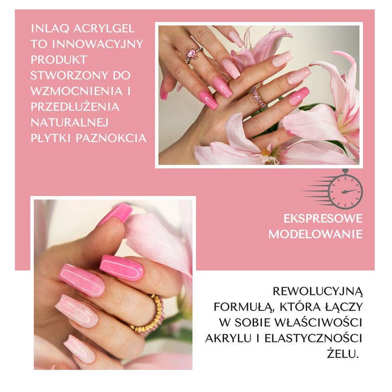 INLAQ® Acrylic Gel for Nail Extension Rose Pop 30 ml