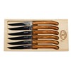Jean Dubost 6 Steak Knives with Rustic Range Olive Wood