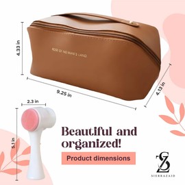 SIERRAZAID - Travel Makeup Bag – Rectangular, Water-Resistant Synthetic Leather Cosmetic Bag Organizer with Secure Zipper – Spacious & Stylish Design for Toiletries, Beauty Essentials, and Skincare