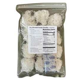 Shirataki Konjac Dry Noodles Vegan Gluten-Free Egg-Free Pack of 12 servings 300g (10.58oz) 25g x 12 Portions