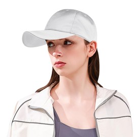 Classic Baseball Cap for Men Women Solid Colour 6 Panel Snapback Cap Breathable Adjustable Hip Hop Hat UV-Protection Cap for Outdoor Activities Sport Running Casual Sun Visor Hat (56-58cm) White