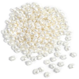 Piriuuo 200 Pcs Pearl Shell Beads, Small Shell Beads for Jewelry Making Cute White Seashell Beads Plastic Shells for Jewelry Making Crafts 12mm