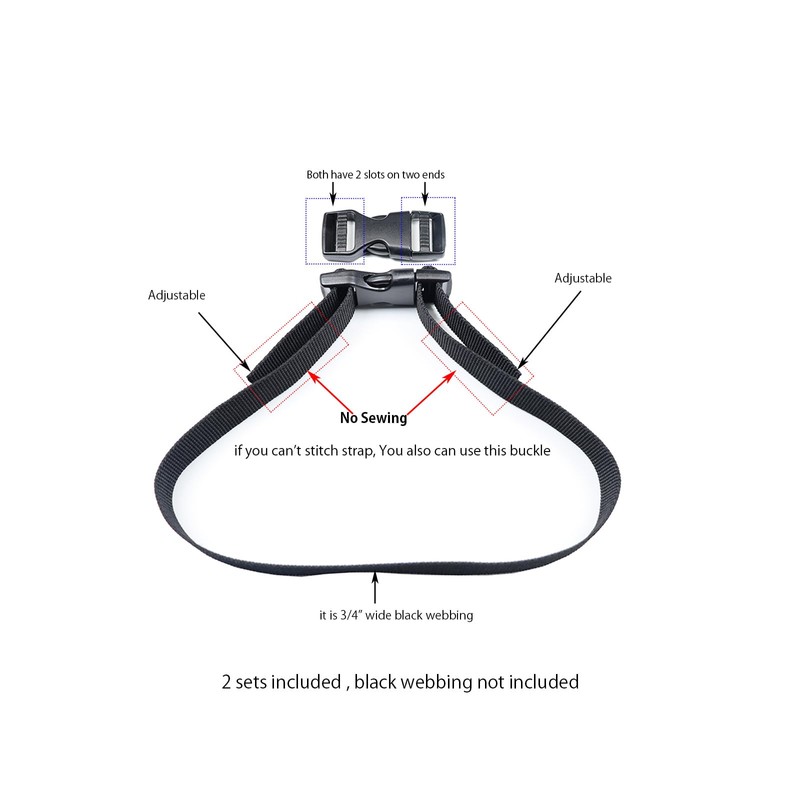 Baitoo Side Release Buckle 3/4inch Plastic Snap Claps Buckle Clips