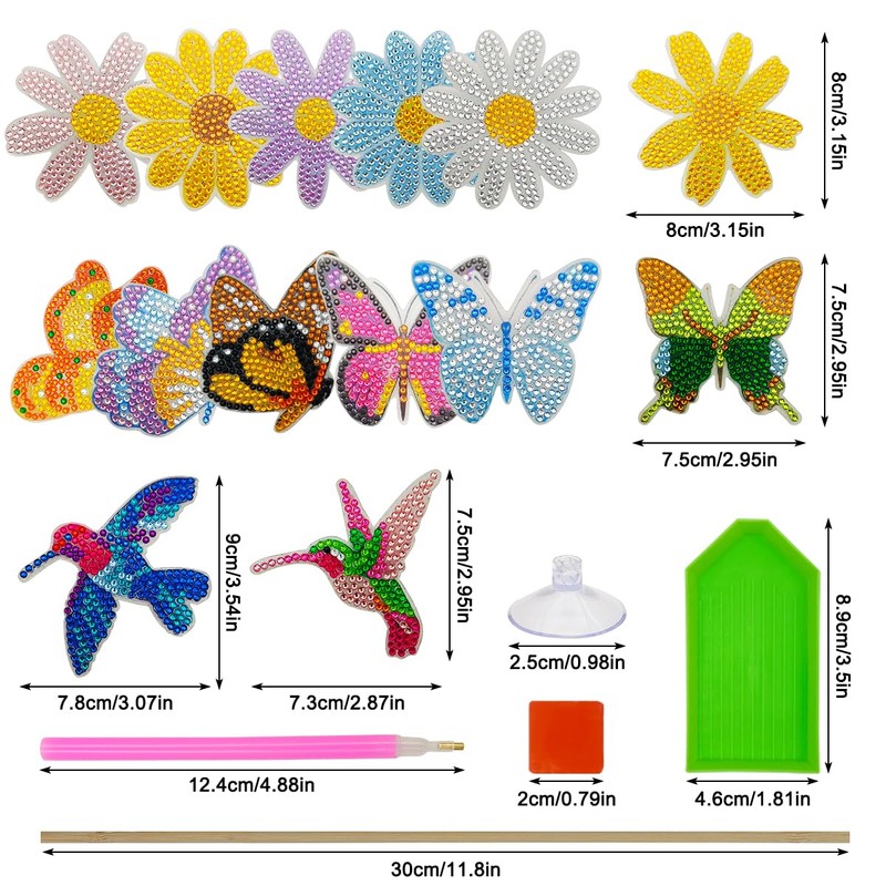 SENHAI 14 Pcs Diamond Paintings Kits, 5D Flower Butterfly Bird