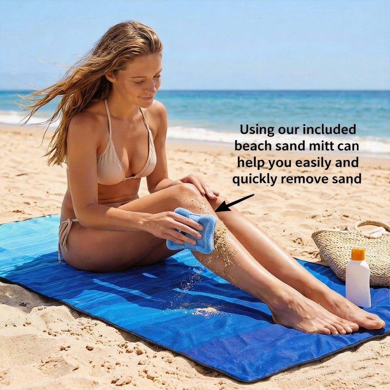 AISPARKY Pocket Beach Blanket Waterproof Sandproof Compact Picnic Mat with