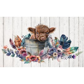 Cow Print Rug for Kitchen Floor, Highland Cow Kitchen Mats for Floor 2 Piece, Farmhouse Kitchen Rugs and Memory Foam Kitchen Mats Cushioned Anti Fatigue for Farmhouse Kitchen Decor 17"x30"+17"x47"