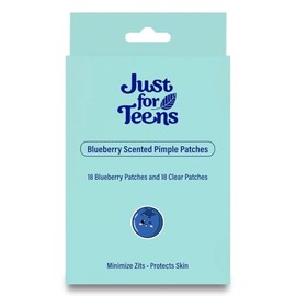 Just For Teens Blueberry Scented Pimple Patches, 36 Count, 18 Blueberry Shape and 18 Clear patches, Minimizes Zits (Blueberry)