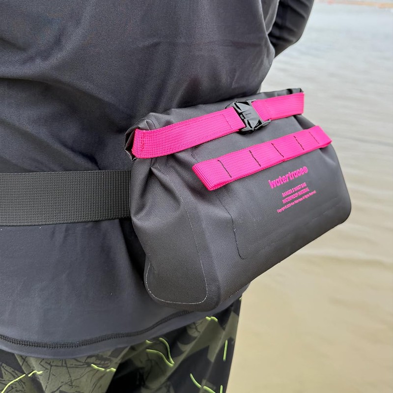 Watertrace Waterproof Waist Bag, 2L Capacity, Roll Top, Black/Pink/White/Purple, Outdoor,