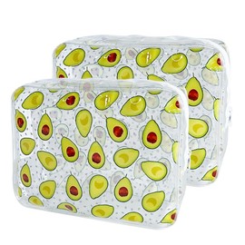 TotePrint 2PCS Avocado Transparent PVC Cosmetic Bag, Portable Waterproof Storage Bag for Girls' Cosmetics and Toiletries. (Avocado printing-2pcs, D1184-B033-5)