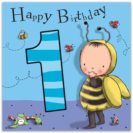 Twizler 1st Birthday Card Boy Bumble Bee - Age 1 Birthday Card – Boys Birthday Card Age 1 – Happy Birthday Card 1 Year Old Boy - Childrens Birthday Cards – Happy Birthday Card Boy – Card Age 1 Boy