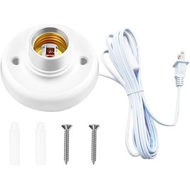 15ft Light Bulb Socket with Cord,Light Socket,E26/ E27 Lamp Base Desktop Cord On/Off Switch Hanging,Light Bulb Socket,Light Socket with Cord