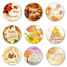 500PCS Happy Fall Stickers,1.5 Inch Hello Autumn Labels for Thanksgiving,Fall Holiday Party Favor Supplies Classroom Decor Card Envelope Seals Wrap Crafts
