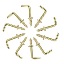 Biaungdo 100 Pack 1/2" L Hooks, Gold Screw in Hooks Small L Shaped Hooks Right Angle Screw Hooks 7 Shape Hook Mini Self Tapping Screw Hooks Tiny Metal Screw Hooks for Hanging