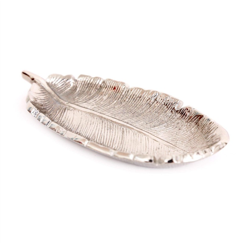 Carousel Home Gifts Stylish Silver Metal Feather Trinket Dish |