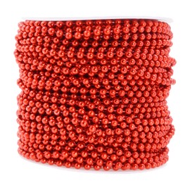 Mandala Crafts Faux Red Pearl Beads Garland - 4mm 44 Yds Red Pearl Strands Spool Pearl String Bead Roll Pearl Garland for Wedding Party Christmas Tree Decoration