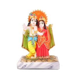 MARBELLA Radha Krishna PolyMarble Statue for Hindu Pooja, Home, Mandir/Temple, Spirituality, Indian Puja, Decoration, Festival, Auspicious Occasion Gift. (Multicolor)