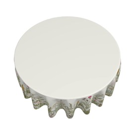 AGAYNA Spring Tablecloth Round 70 Inch Sage Green Wild Flowers Table Cloth,Stain Resistance Polyester Summer Floral Table Covers for Kitchen Dining,Small Tablecloth for Party Picnic